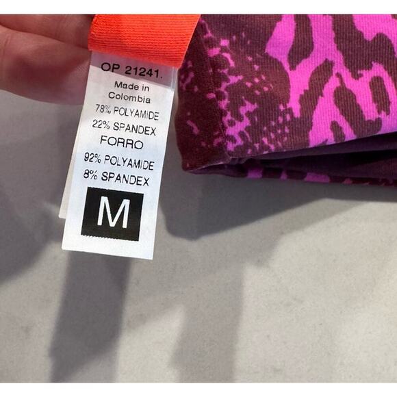 Maaji Size Medium Reversible Burgundy Animal Print Lace Up Swim Top - Picture 7 of 11